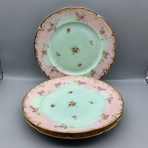 RARE Antique Basset Limoges Austria Porcelain 9.5" Plates (set of 3)